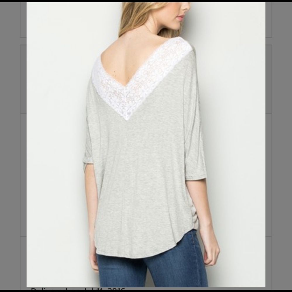 🟦 Lace Back Dolman Top NWOT